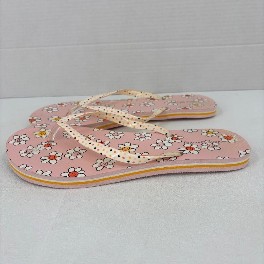Vera Bradley Flip Flop Sandals Womens Size 9-10 Prairie Daisy Pink Floral - Picture 4 of 9